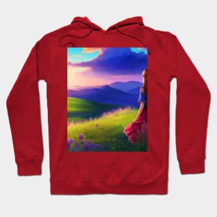 Girl in the landscape. Hoodie